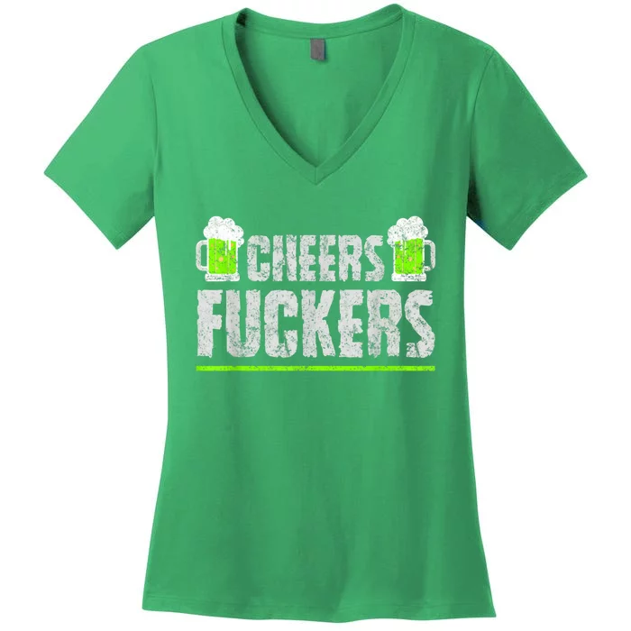 St. Patricks Cheers Tee, Cheers Fuckers Beer Patricks Women's V-Neck T-Shirt