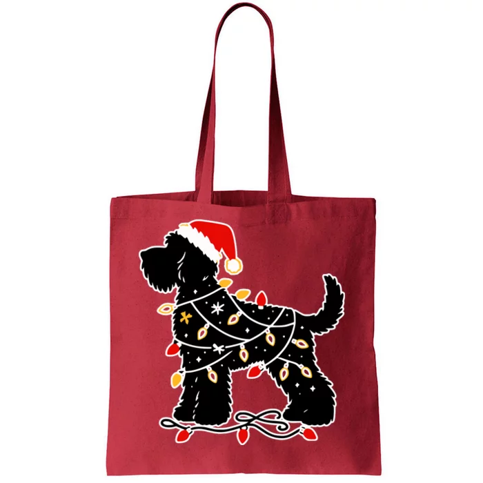 Santa Puppy Christmas Lights Tote Bag