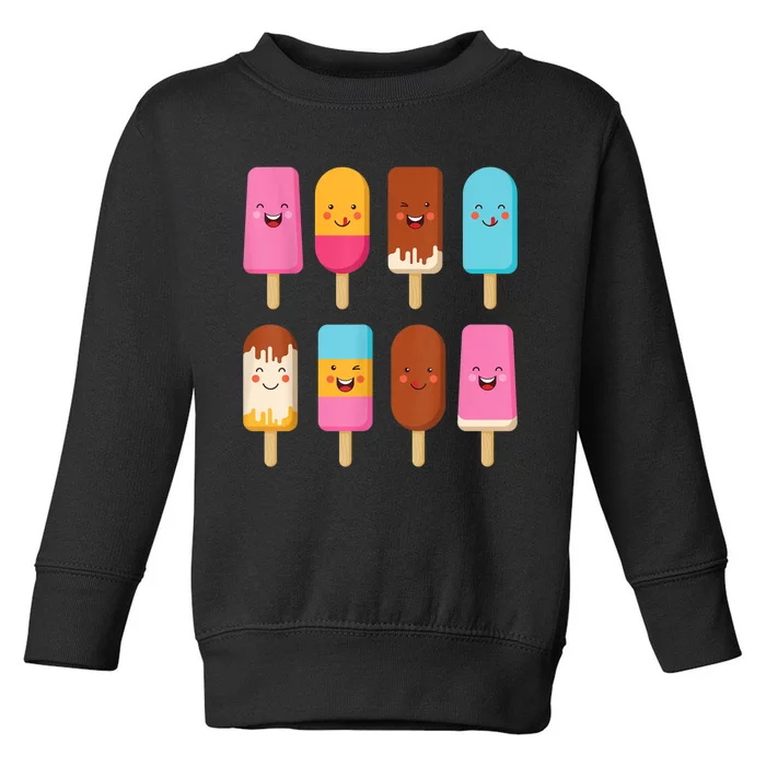 Summer Popsicles Creamsicles Ice Cream Bars With Cute Kawaii Toddler Sweatshirt