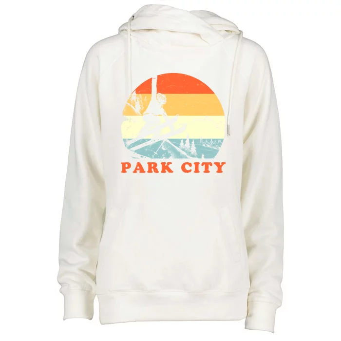 Ski Park City Utah Vintage Snow Skiing Vacation Meaningful Gift Womens Funnel Neck Pullover Hood