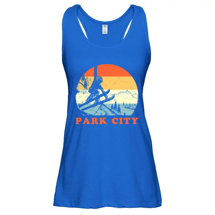 Ski Park City Utah Vintage Snow Skiing Vacation Meaningful Gift Ladies Essential Flowy Tank