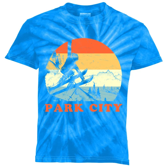 Ski Park City Utah Vintage Snow Skiing Vacation Meaningful Gift Kids Tie-Dye T-Shirt