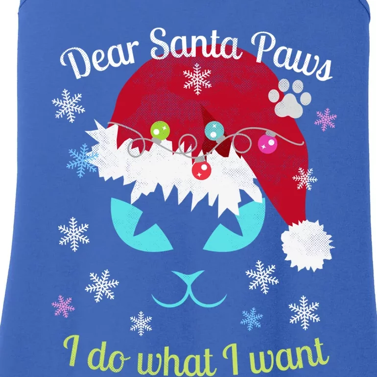 Santa Paws Cat Christmas I Do What I Want Distressed Retro Gift Ladies Essential Tank