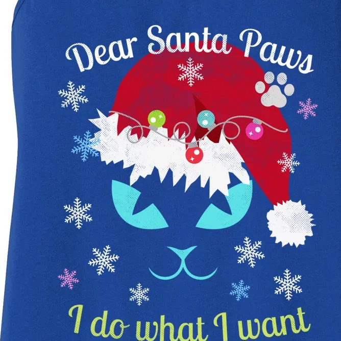 Santa Paws Cat Christmas I Do What I Want Distressed Retro Gift Women's Racerback Tank