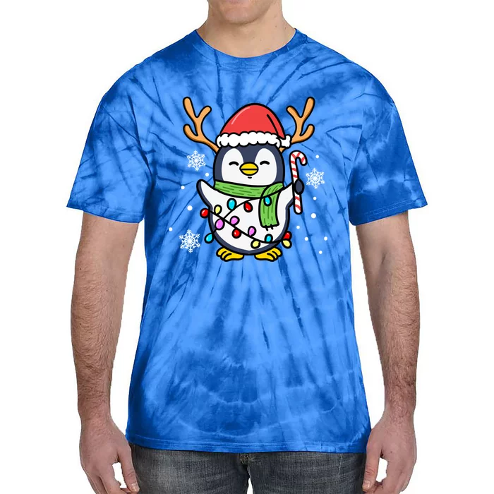 Santa Penguin Christmas Penguin Gift Tie-Dye T-Shirt