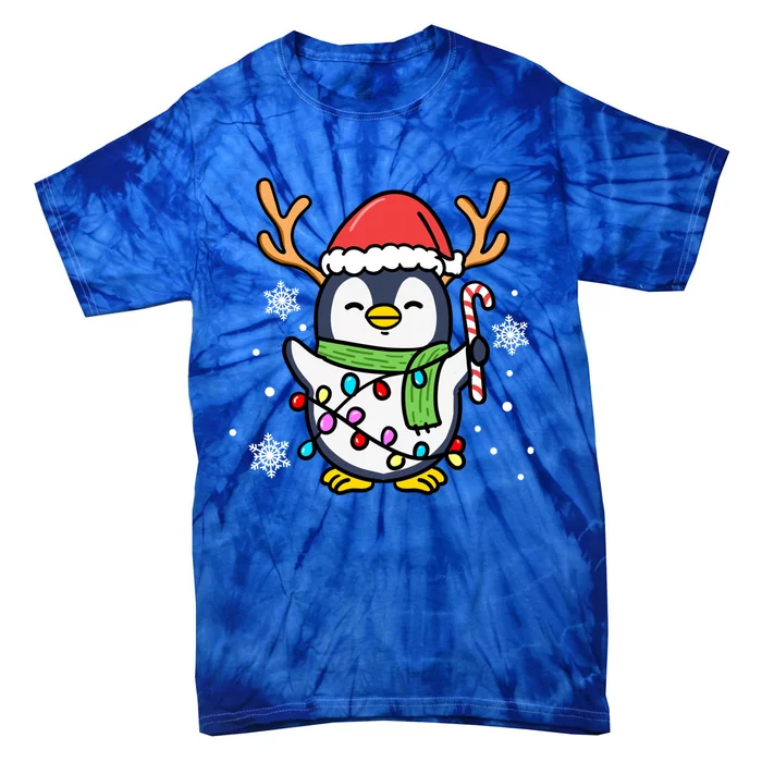 Santa Penguin Christmas Penguin Gift Tie-Dye T-Shirt