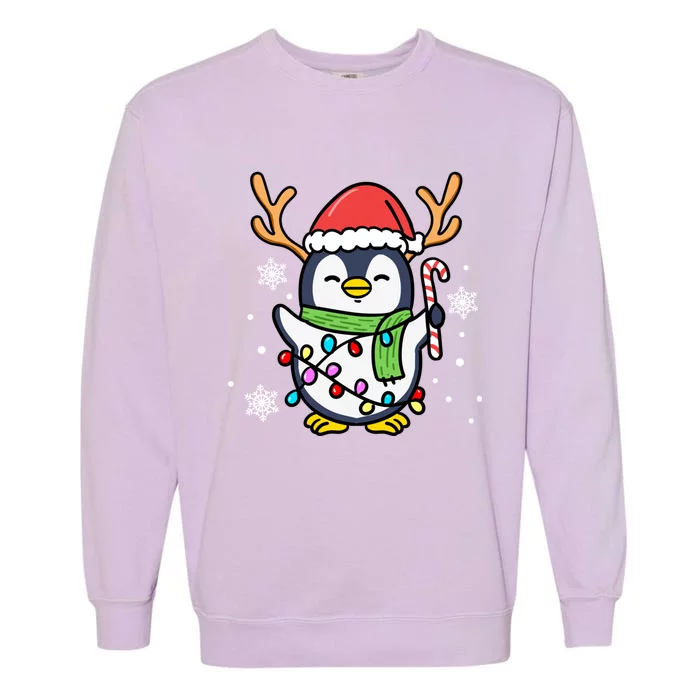 Santa Penguin Christmas Penguin Gift Garment-Dyed Sweatshirt