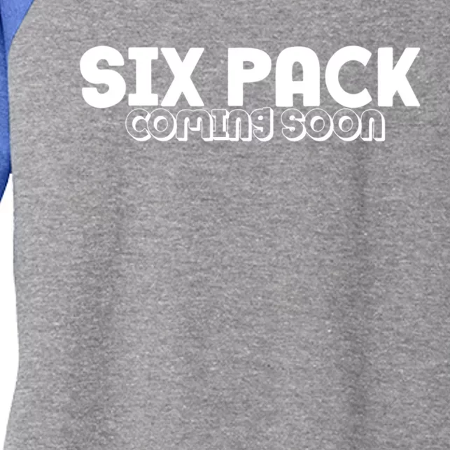 Six Pack Coming Soon Women's Tri-Blend 3/4-Sleeve Raglan Shirt