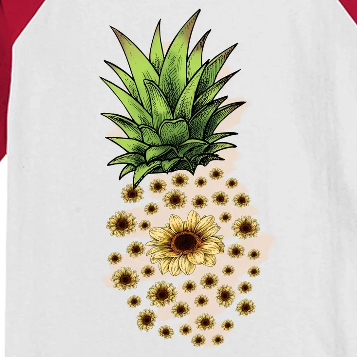 Sunflower Pineapple Cute Kids Colorblock Raglan Jersey