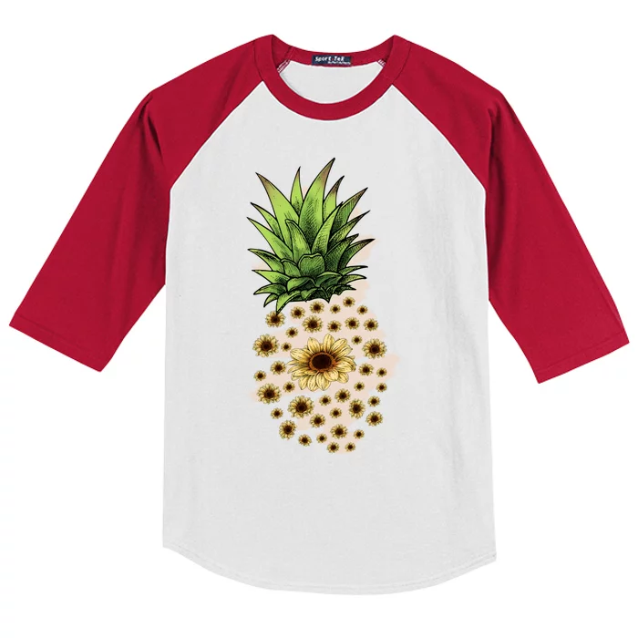 Sunflower Pineapple Cute Kids Colorblock Raglan Jersey