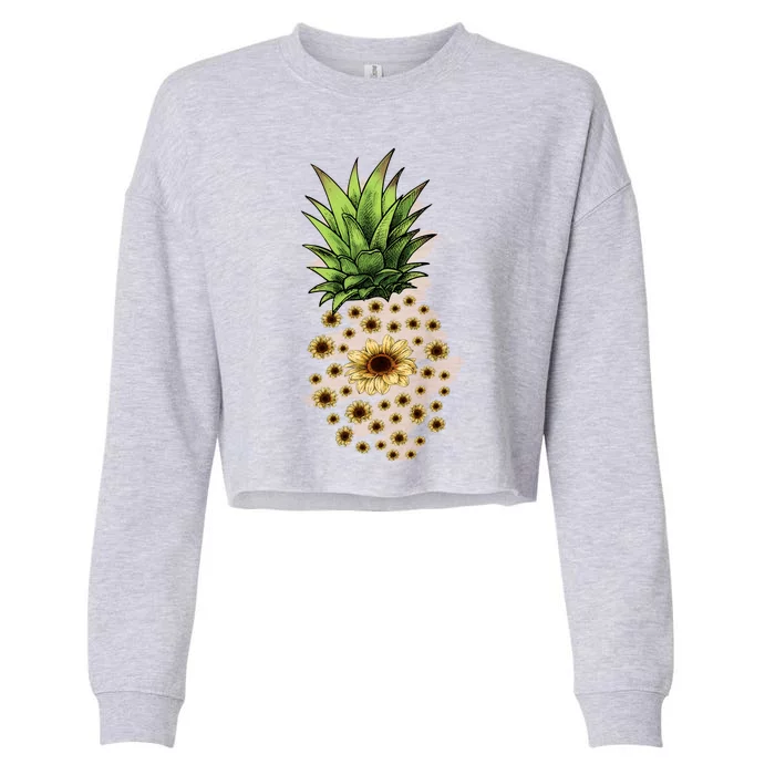 Sunflower Pineapple Cute Cropped Pullover Crew