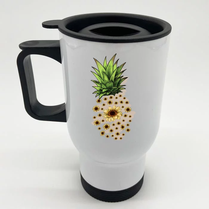 Sunflower Pineapple Cute Front & Back Stainless Steel Travel Mug