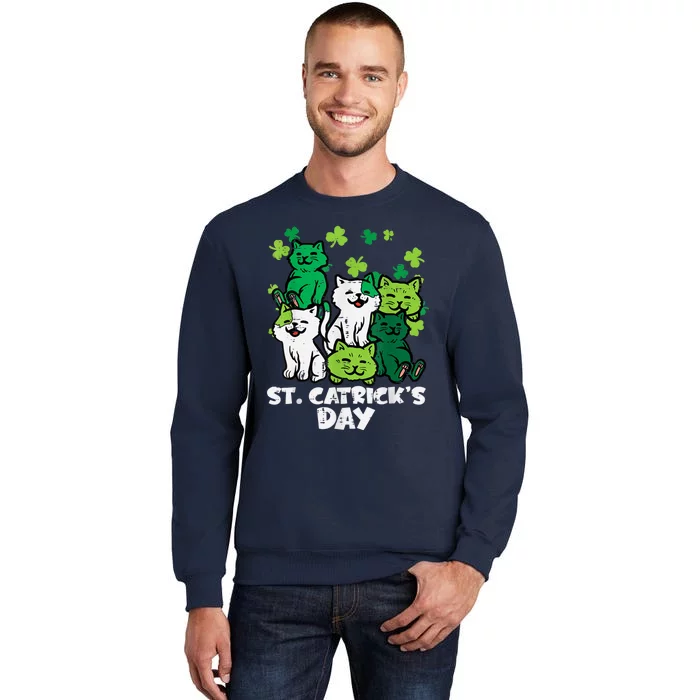 St Patricks Catricks Day Cats Saint Pattys Women Tall Sweatshirt