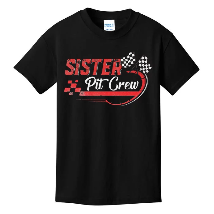 Sister Pit Crew Race Car Birthday Party Racing Family Kids T-Shirt