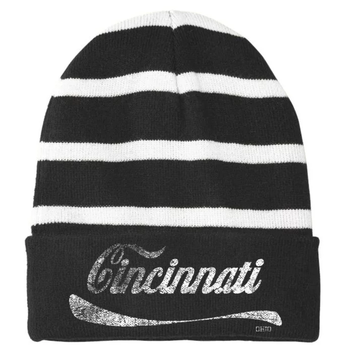 Soda Pop Cincinnati Cola Striped Beanie with Solid Band