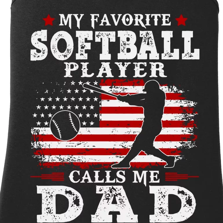 Softball Player Calls Me Dad Ladies Essential Tank