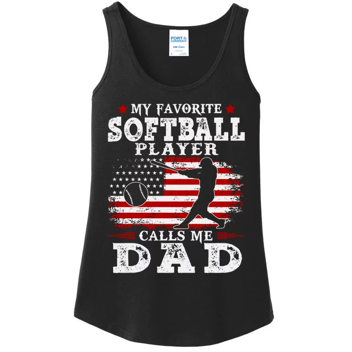 Softball Player Calls Me Dad Ladies Essential Tank