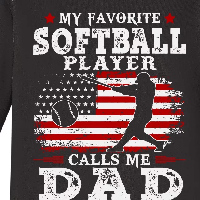 Softball Player Calls Me Dad Baby Long Sleeve Bodysuit