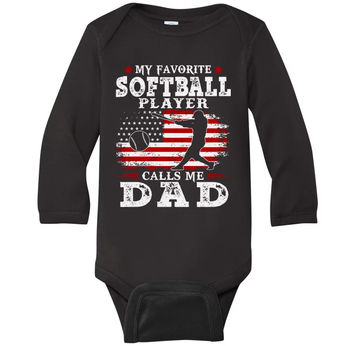 Softball Player Calls Me Dad Baby Long Sleeve Bodysuit