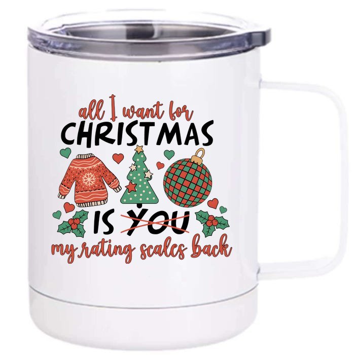 School Psychologist Christmas Rating Scales Front & Back 12oz Stainless Steel Tumbler Cup