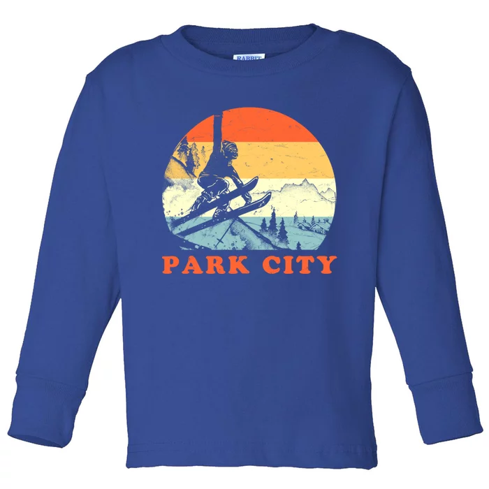 Ski Park City Utah Vintage Snow Skiing Vacation Gift Toddler Long Sleeve Shirt