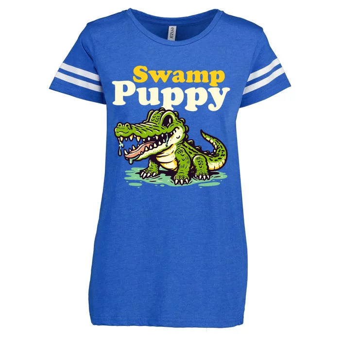 Swamp Puppy: Cute Alligator & Crocodile Lover Funny Enza Ladies Jersey Football T-Shirt