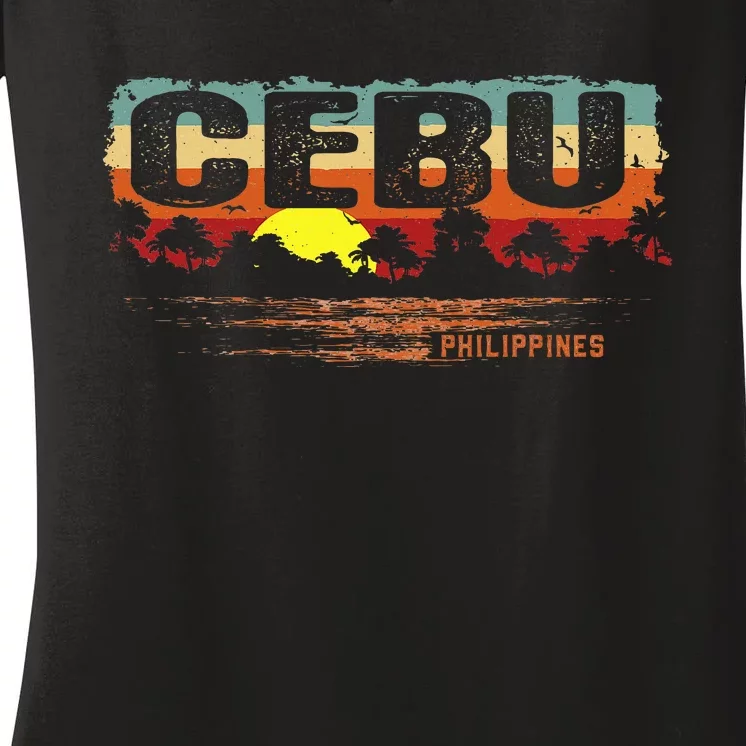 Sunset Philippines Cebu Women's V-Neck T-Shirt