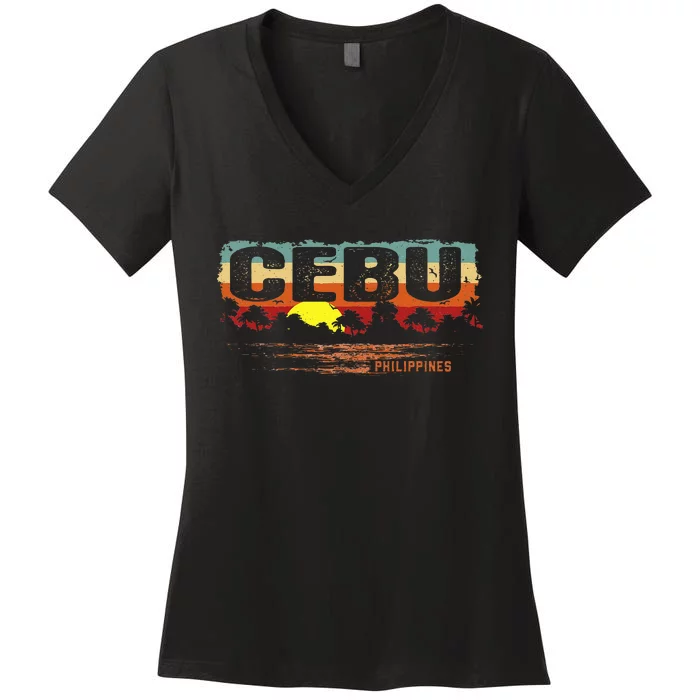 Sunset Philippines Cebu Women's V-Neck T-Shirt