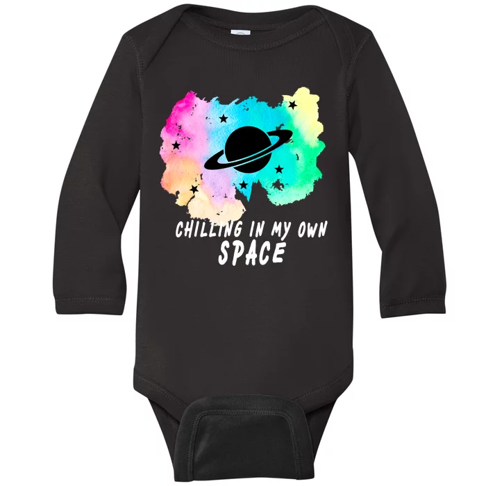 Space Planets Celestial UFO Universe Galaxy Stars Saturn Sky Baby Long Sleeve Bodysuit