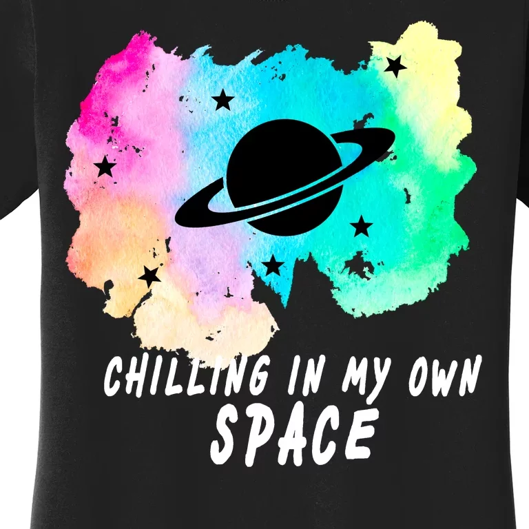 Space Planets Celestial UFO Universe Galaxy Stars Saturn Sky Women's T-Shirt