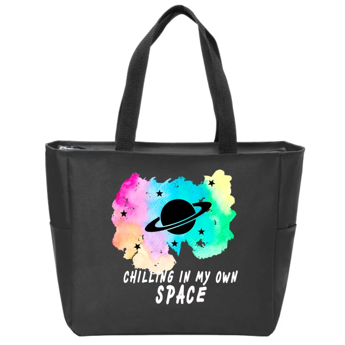 Space Planets Celestial UFO Universe Galaxy Stars Saturn Sky Zip Tote Bag