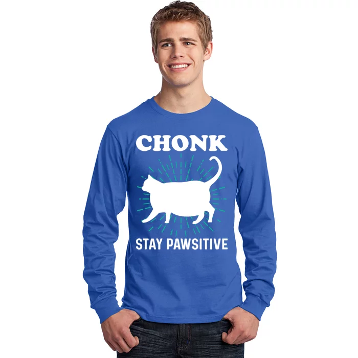 Stay Pawsitive Chonk Cat Funny Gift Long Sleeve Shirt