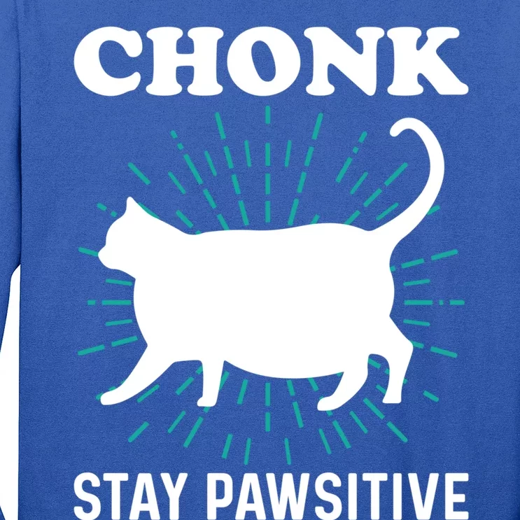 Stay Pawsitive Chonk Cat Funny Gift Long Sleeve Shirt