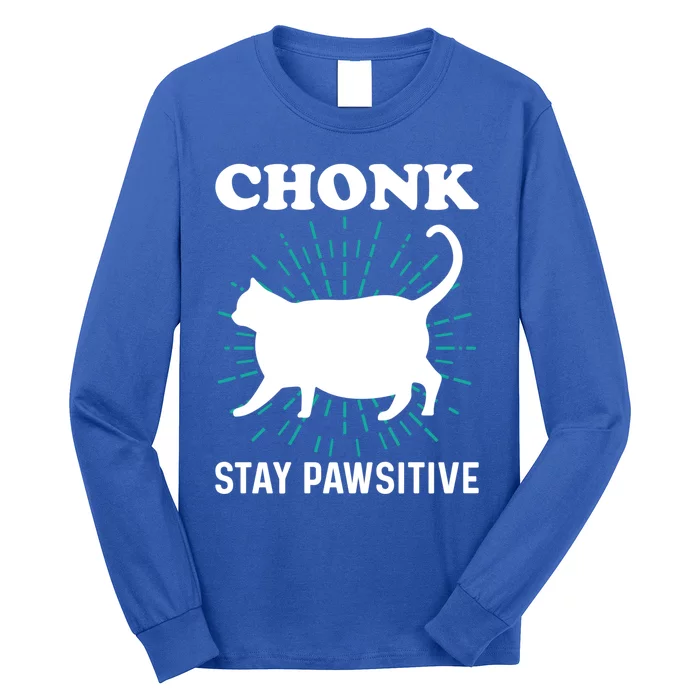 Stay Pawsitive Chonk Cat Funny Gift Long Sleeve Shirt