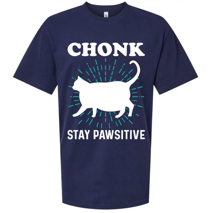 Stay Pawsitive Chonk Cat Funny Gift Sueded Cloud Jersey T-Shirt