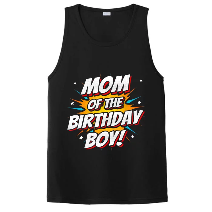 Superhero Party - Comics Birthday - Mom of Birthday Boy Performance Tank