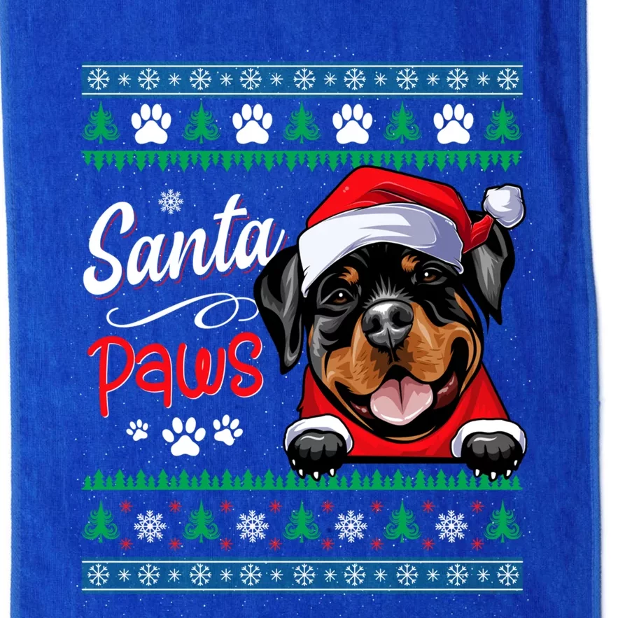 Santa Paws Christmas Dog Rottweiler Ugly Christmas Sweater Great Gift Platinum Collection Golf Towel