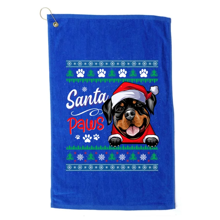 Santa Paws Christmas Dog Rottweiler Ugly Christmas Sweater Great Gift Platinum Collection Golf Towel