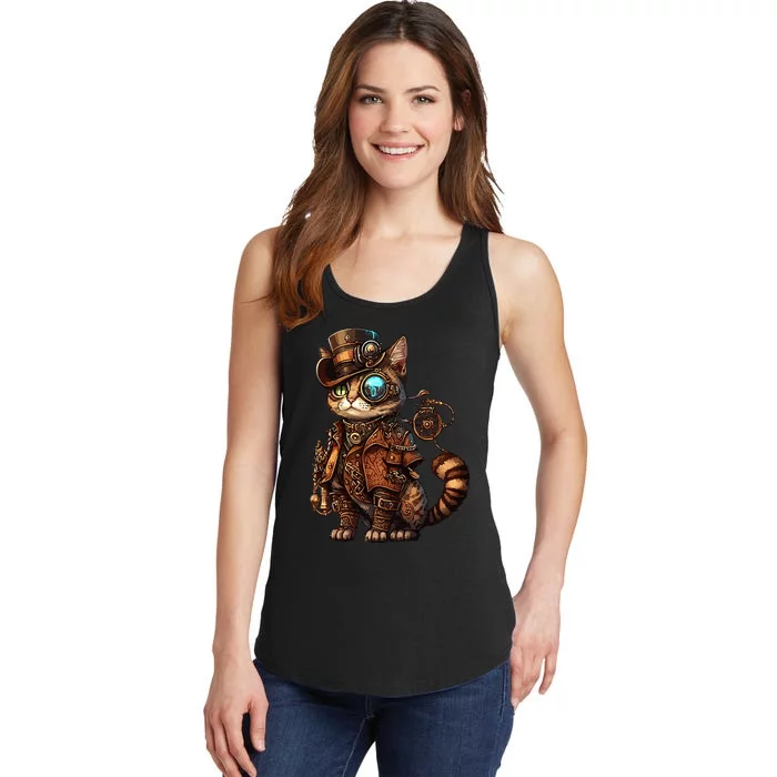 Steam Punk Cat Kitten Kitty Steampunk Ladies Essential Tank