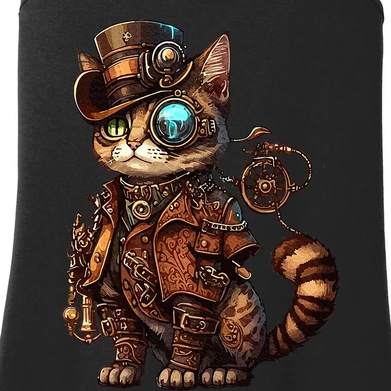 Steam Punk Cat Kitten Kitty Steampunk Ladies Essential Tank