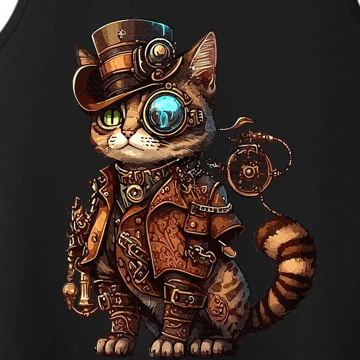 Steam Punk Cat Kitten Kitty Steampunk Performance Tank