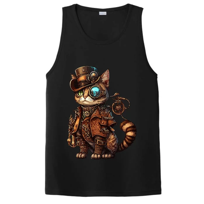 Steam Punk Cat Kitten Kitty Steampunk Performance Tank