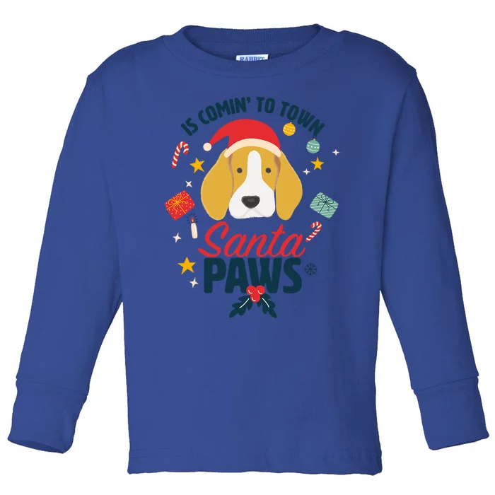 Santa Paws Cute Beagle As Santa Claus For Christmas Funny Gift Toddler Long Sleeve Shirt