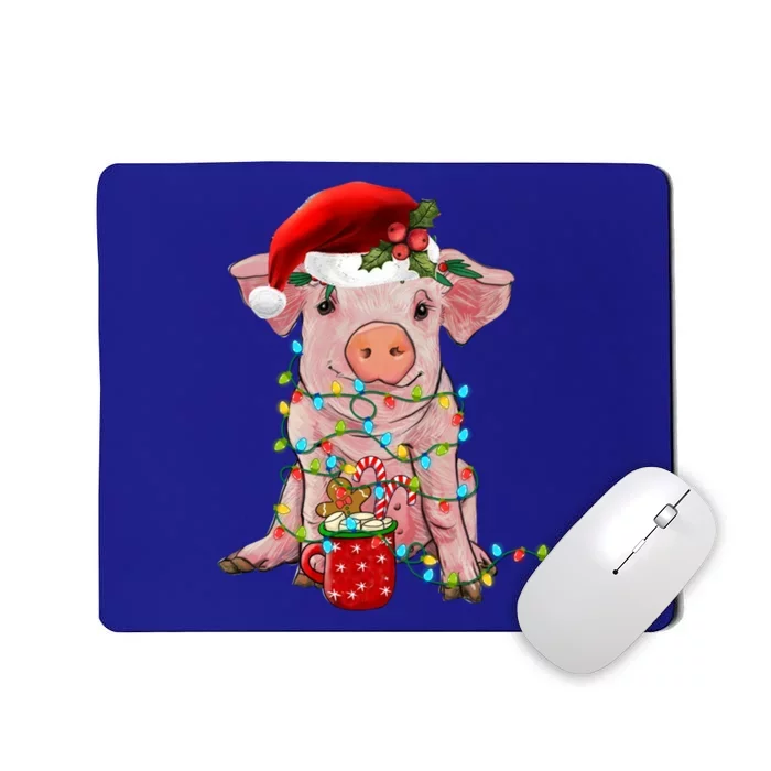 Santa Pig Christmas Lights Pig Lover Christmas Gift Mousepad