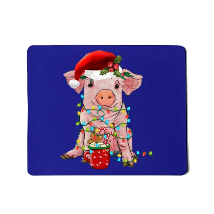 Santa Pig Christmas Lights Pig Lover Christmas Gift Mousepad