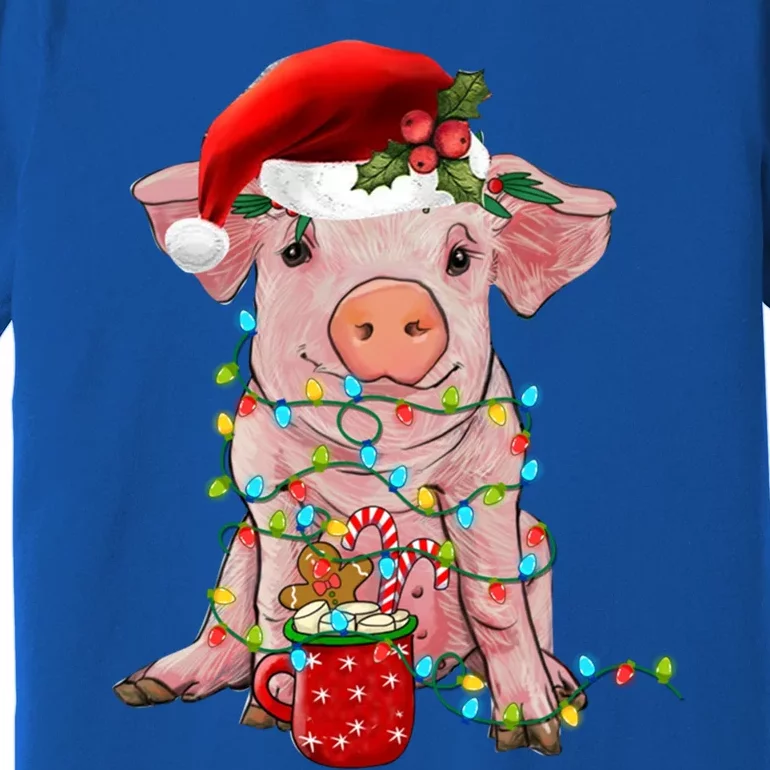 Santa Pig Christmas Lights Pig Lover Christmas Gift Premium T-Shirt