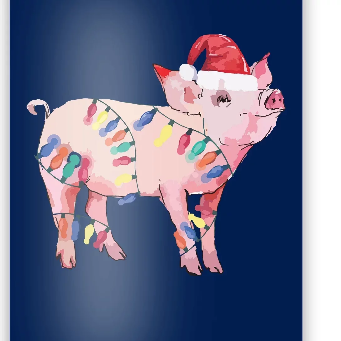 Santa Pig Christmas Lights Pig Lover Christmas Gift Poster