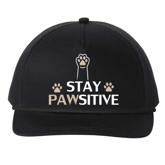 Stay Pawsitive Cat Funny Quote Gift Snapback Five-Panel Rope Hat