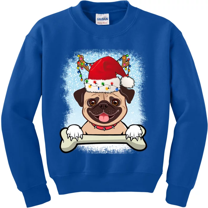 Santa Pug Christmas Lights Xmas Great Gift Kids Sweatshirt