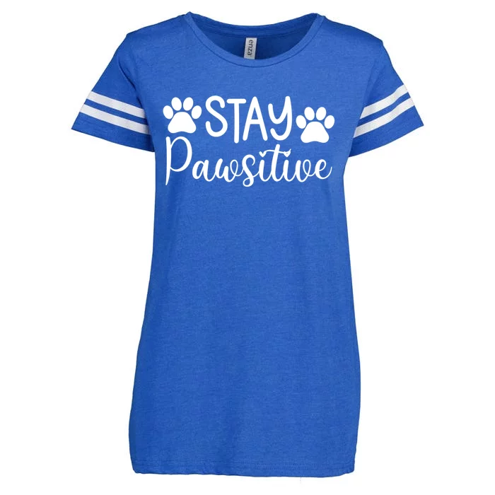 Stay Pawsitive Cat Graphic Tee And Funny Gift Enza Ladies Jersey Football T-Shirt